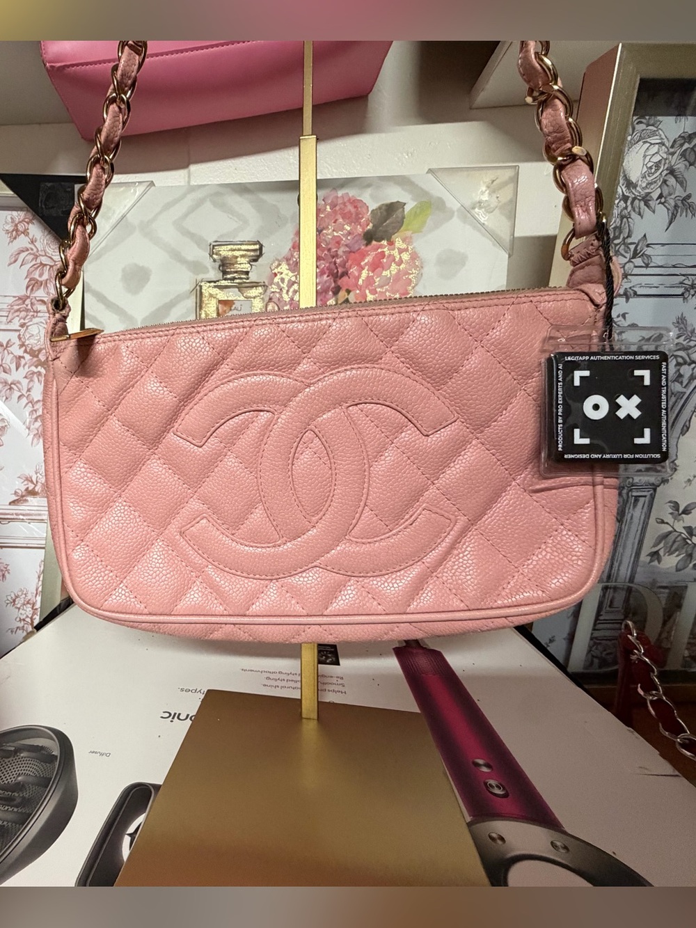 CHANEL Pink Quilted CC Shoulder Bag